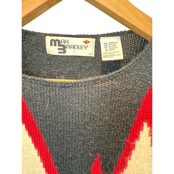 Vintage MAX BRADLEY Knit Women's Sweater Midi Dress w/ Lightning Bolt Pattern - Picture 4 of 9